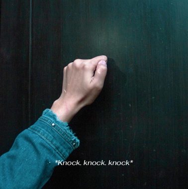 hand knocking on hotel room door with sub text knock knock knock