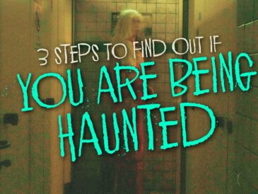 Blog title with ghost lady in white hair in haunted toilet